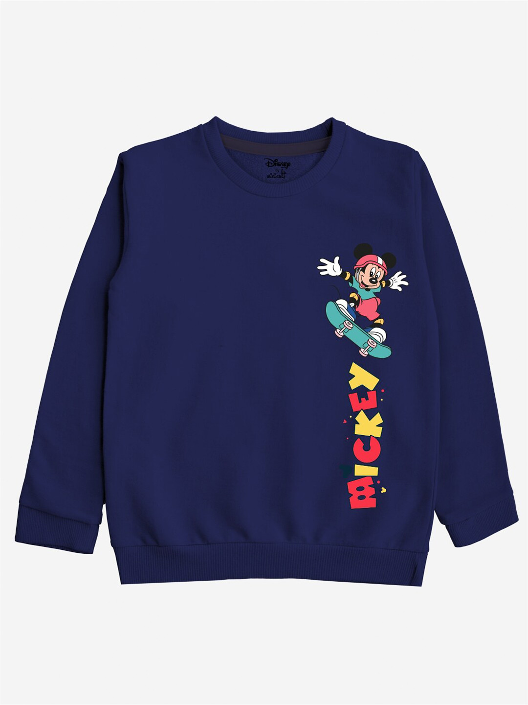 Minicult Kids Navy Blue Mickey Mouse Printed Sweatshirt