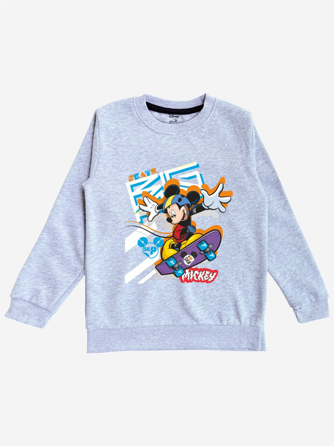 Minicult Kids Grey Mickey Mouse Printed Sweatshirt