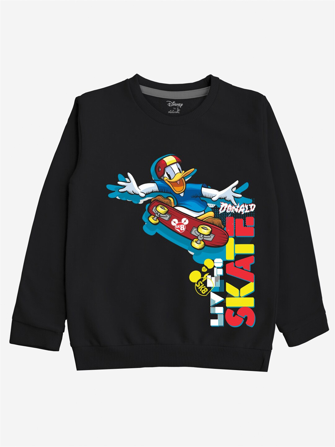 Minicult Kids Black Donald Duck Printed Sweatshirt