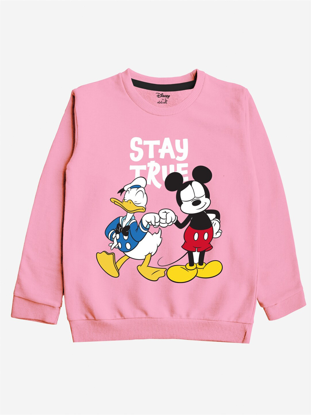 Minicult Kids Pink Mickey & Donald Printed Sweatshirt