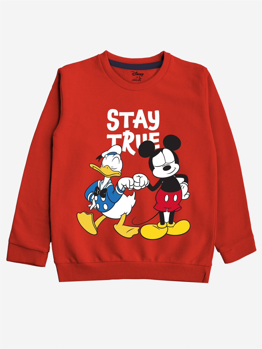 Minicult Kids Red Mickey & Donald Printed Sweatshirt