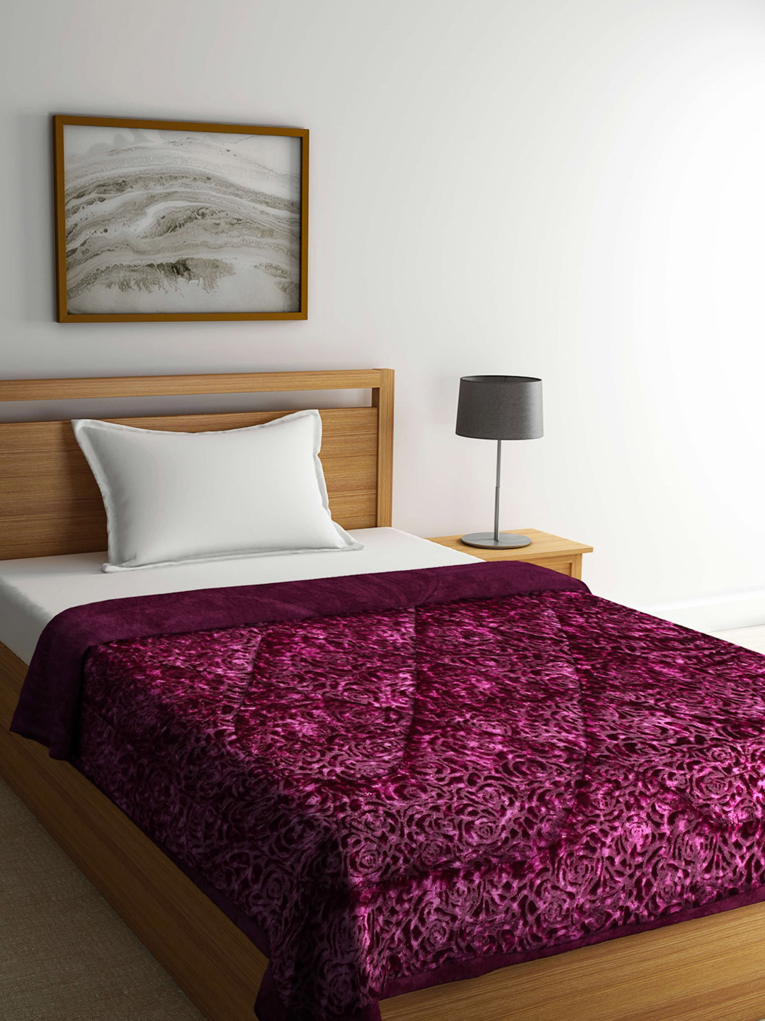 Arrabi Purple Floral Heavy Winter Single Bed Quilt