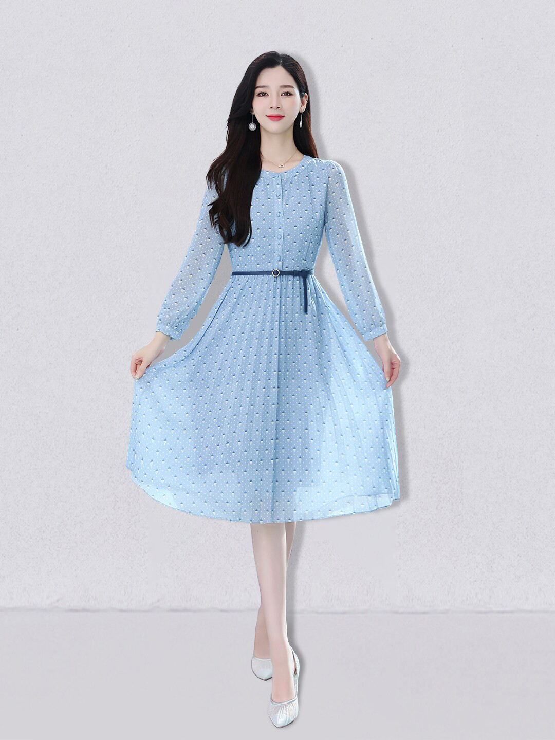 JC Collection Blue Midi Polyester Dress