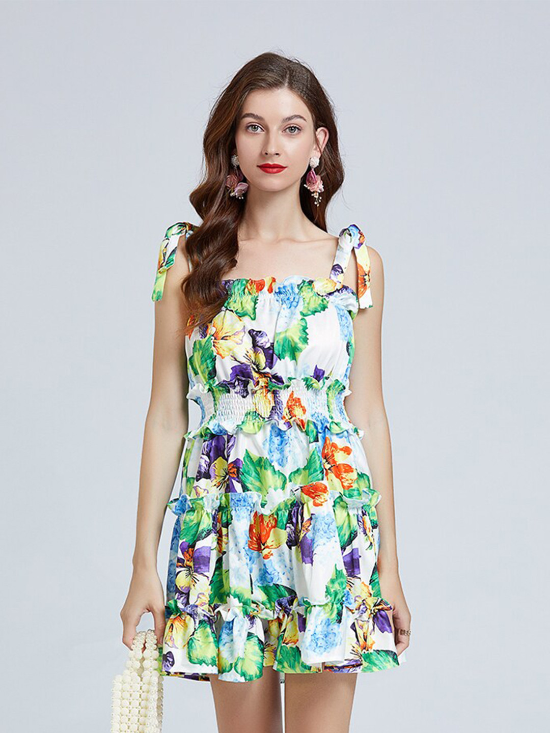 JC Collection Green & White Floral Mini Dress