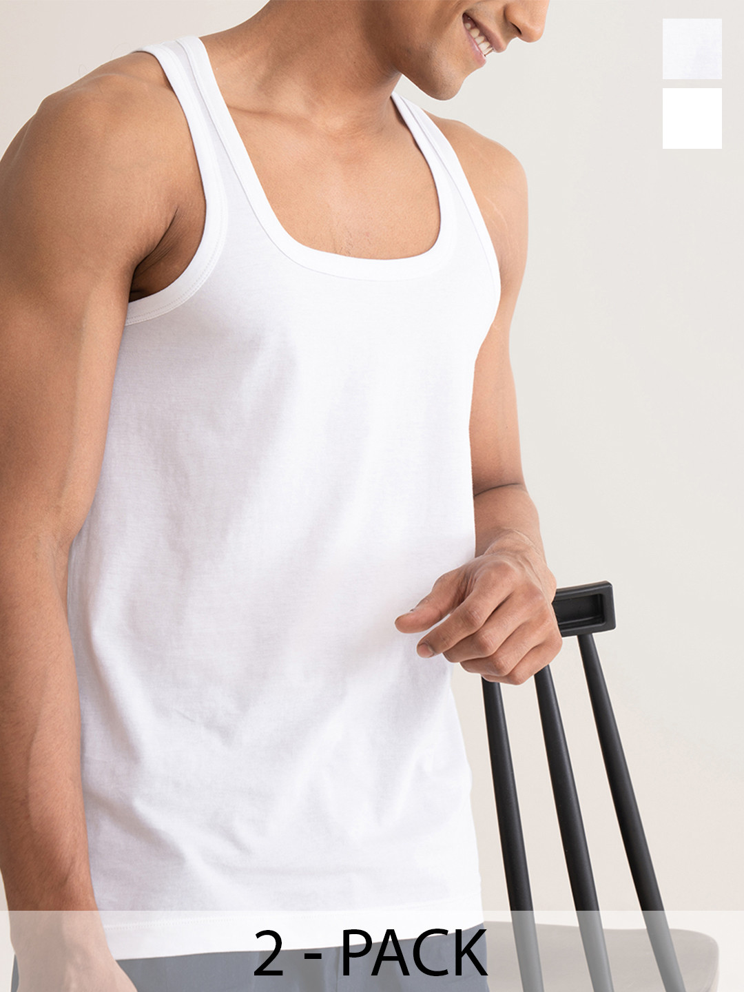 DAMENSCH Men Pack Of 2 White NEO-Cotton Anti Bacterial & Anti Microbial Innerwear Vests