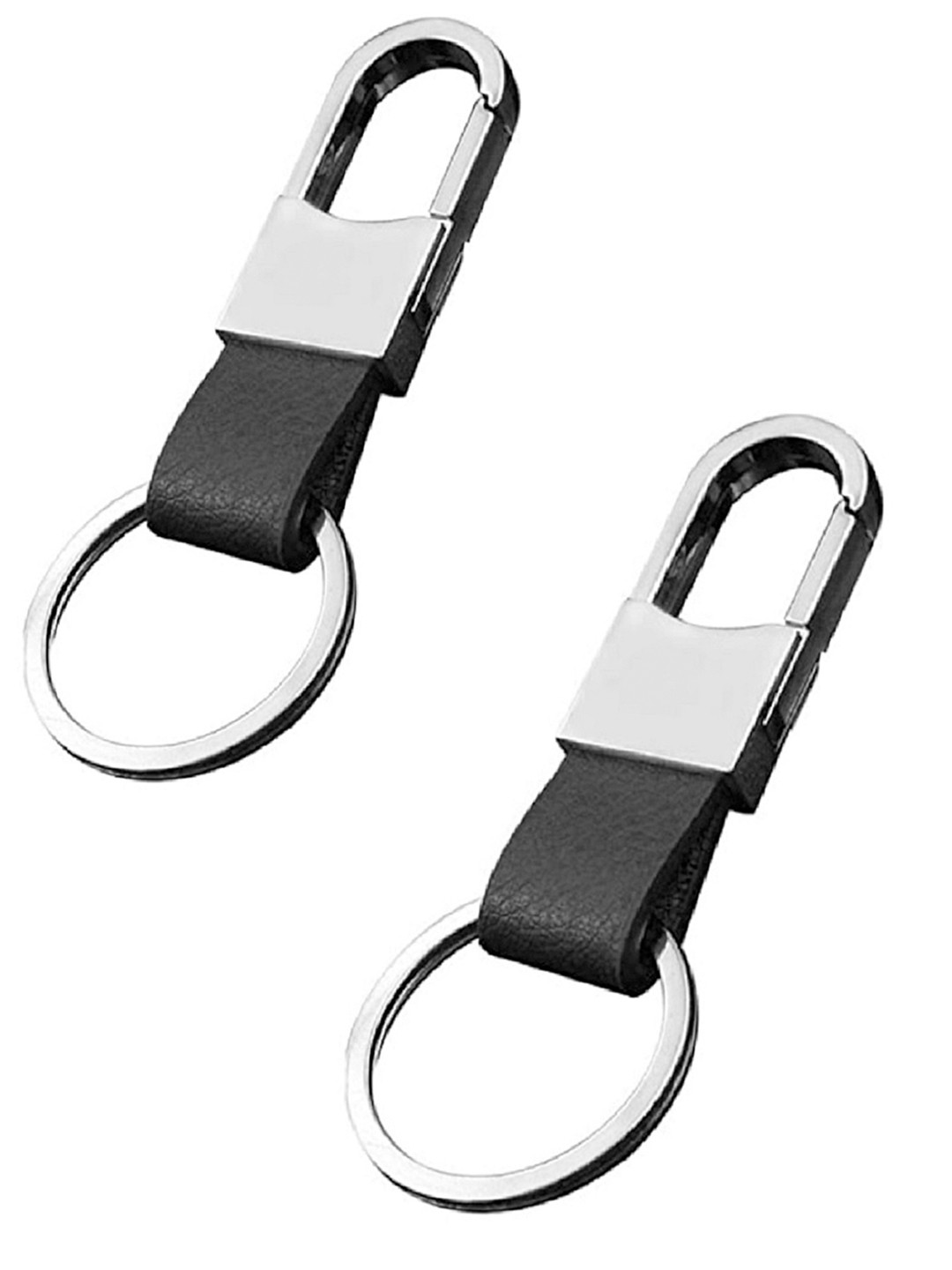 CONTACTS Pack Of 2 Black Stainless Steel Key chain