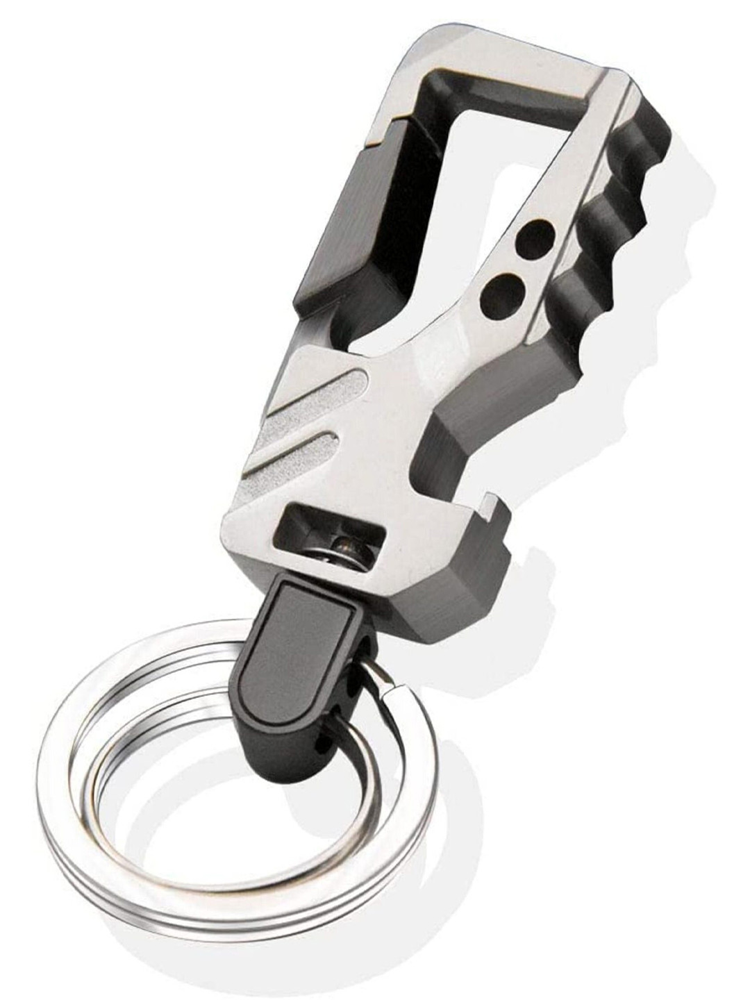 CONTACTS Silver-Toned Solid Heavy Duty Stainless Steel Key Chain Bottle Opener With Double Key Rings