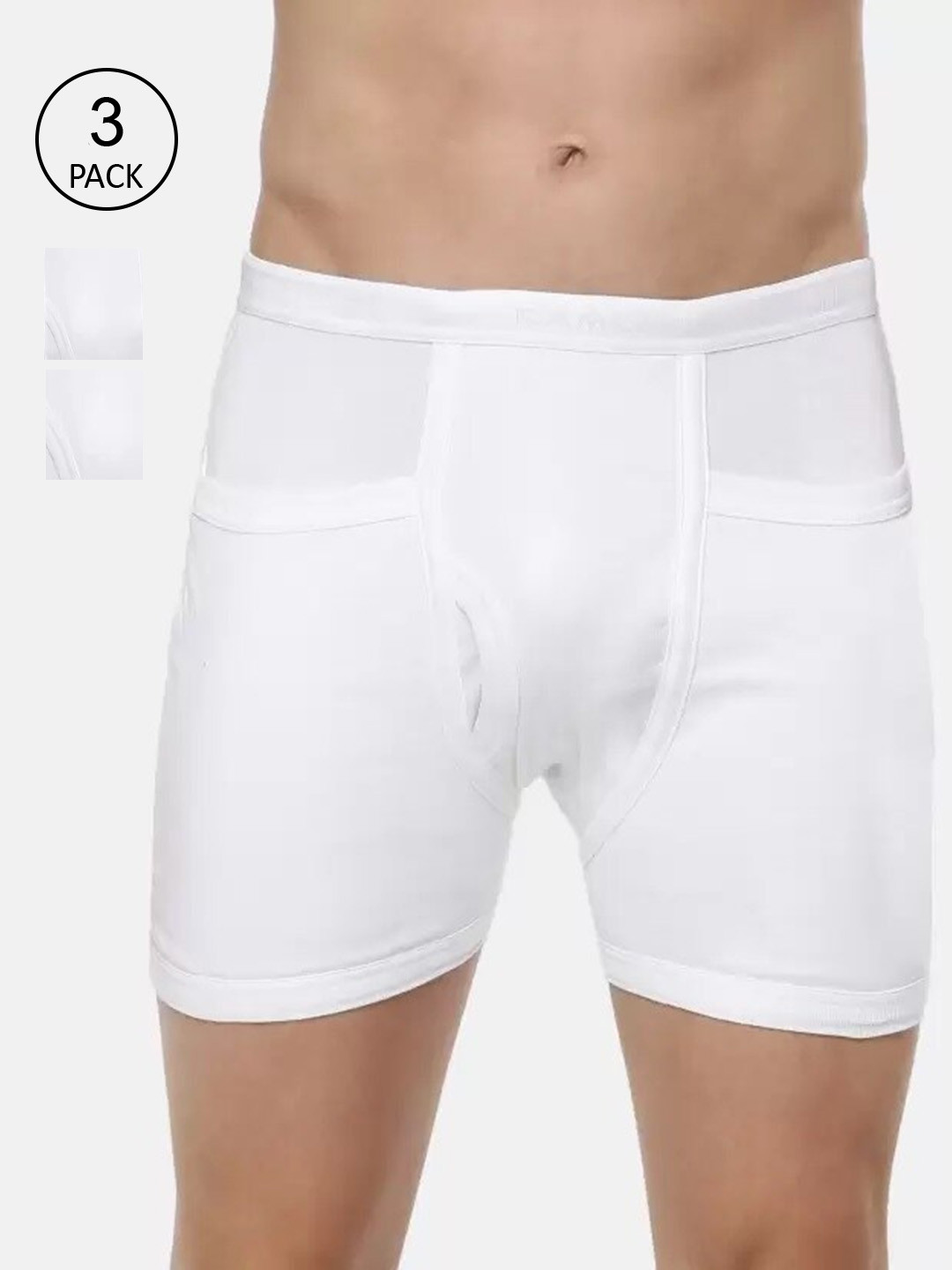 Ramraj Men Pack Of 3 White Solid Pure Cotton Trunk