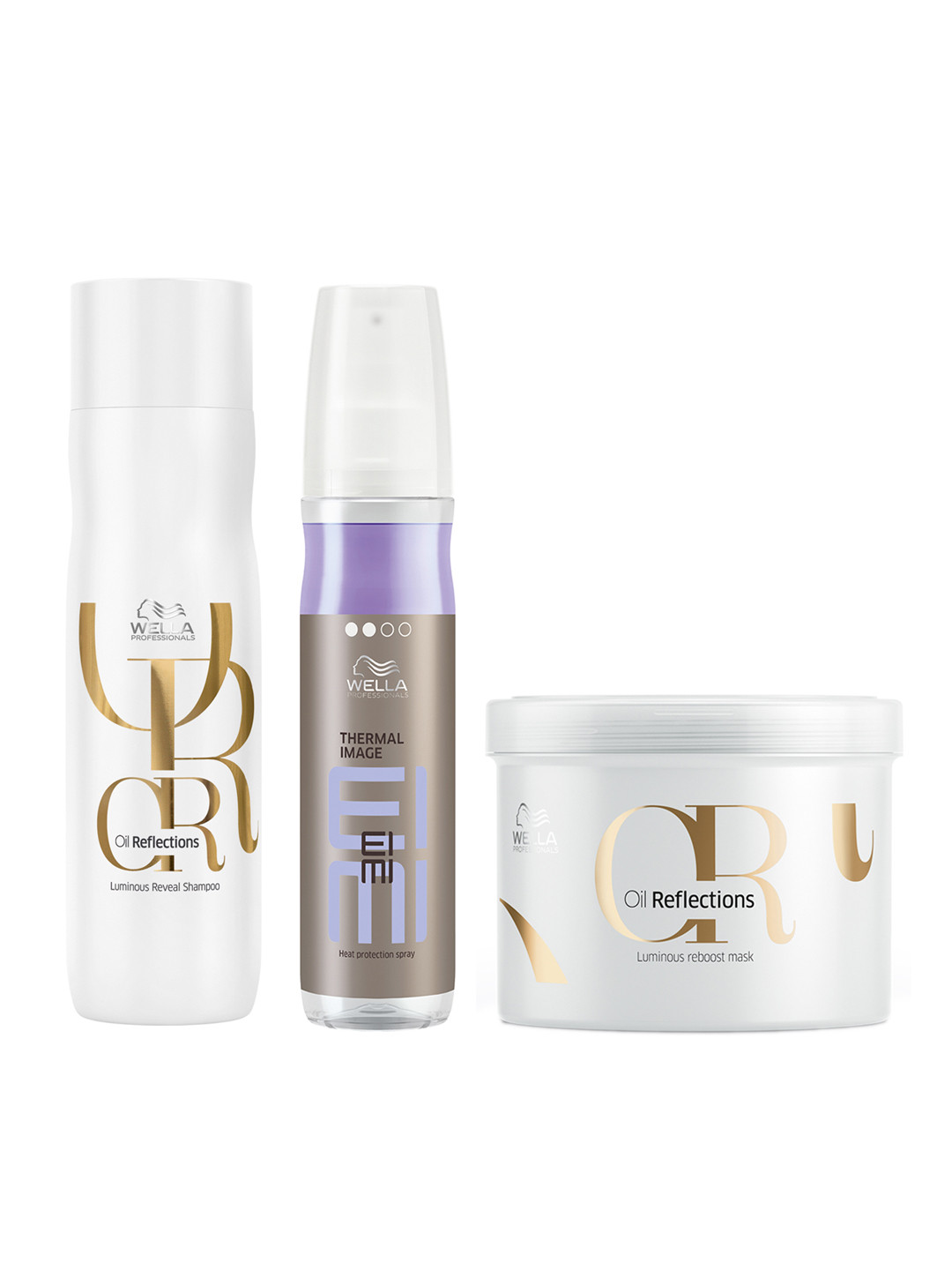 WELLA PROFESSIONALS Heat Protection Spray+Oil Reflections Shampoo+Hair Mask - 550 ml