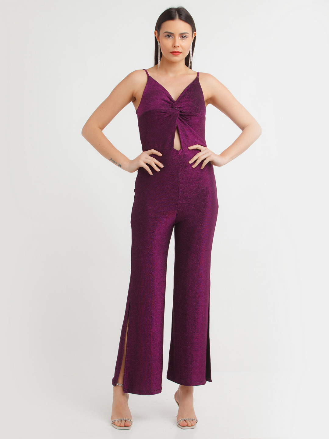 zink Z Purple Shimmer Twisted Basic Jumpsuit