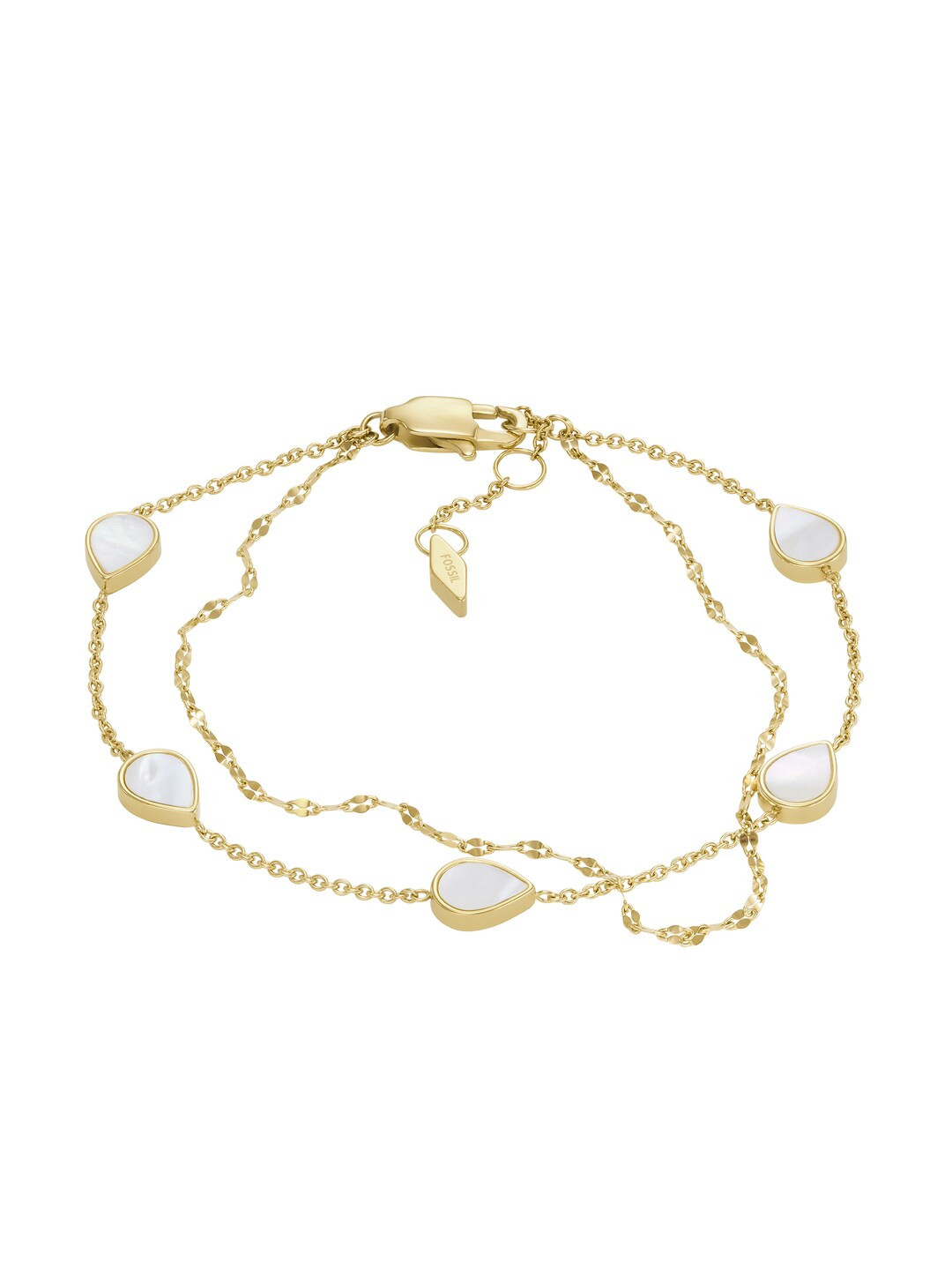 Fossil Women Gold-Toned & White Mother of Pearl Link Bracelet