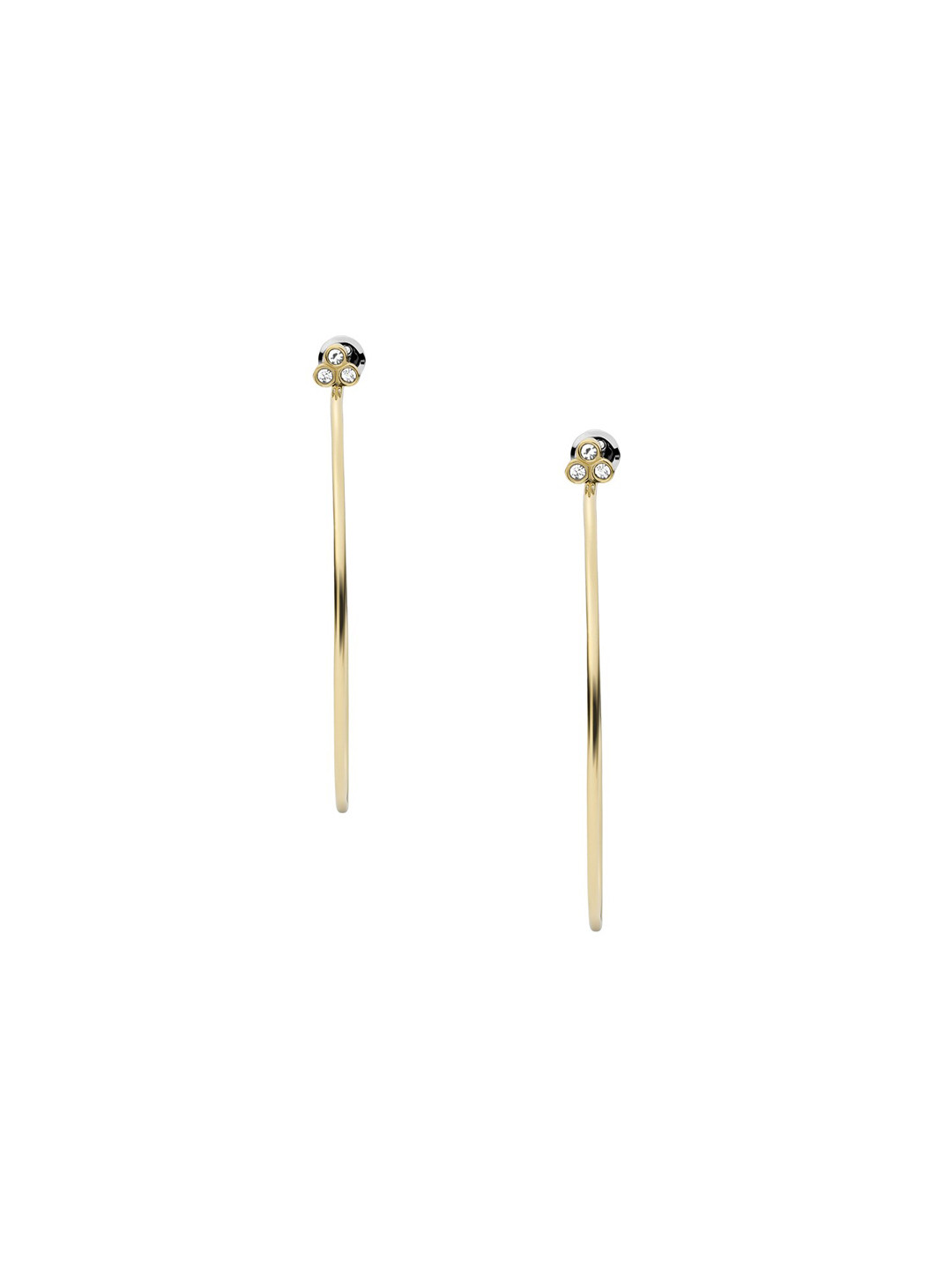 Fossil Gold Plated & White Classic Half Hoop Earrings