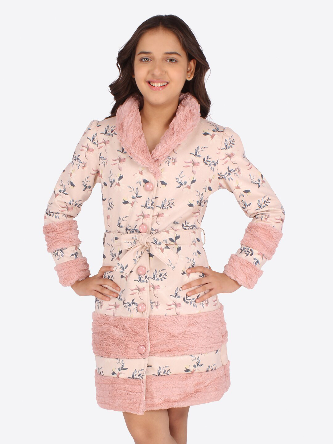 CUTECUMBER Pink Floral Printed Shirt Dress