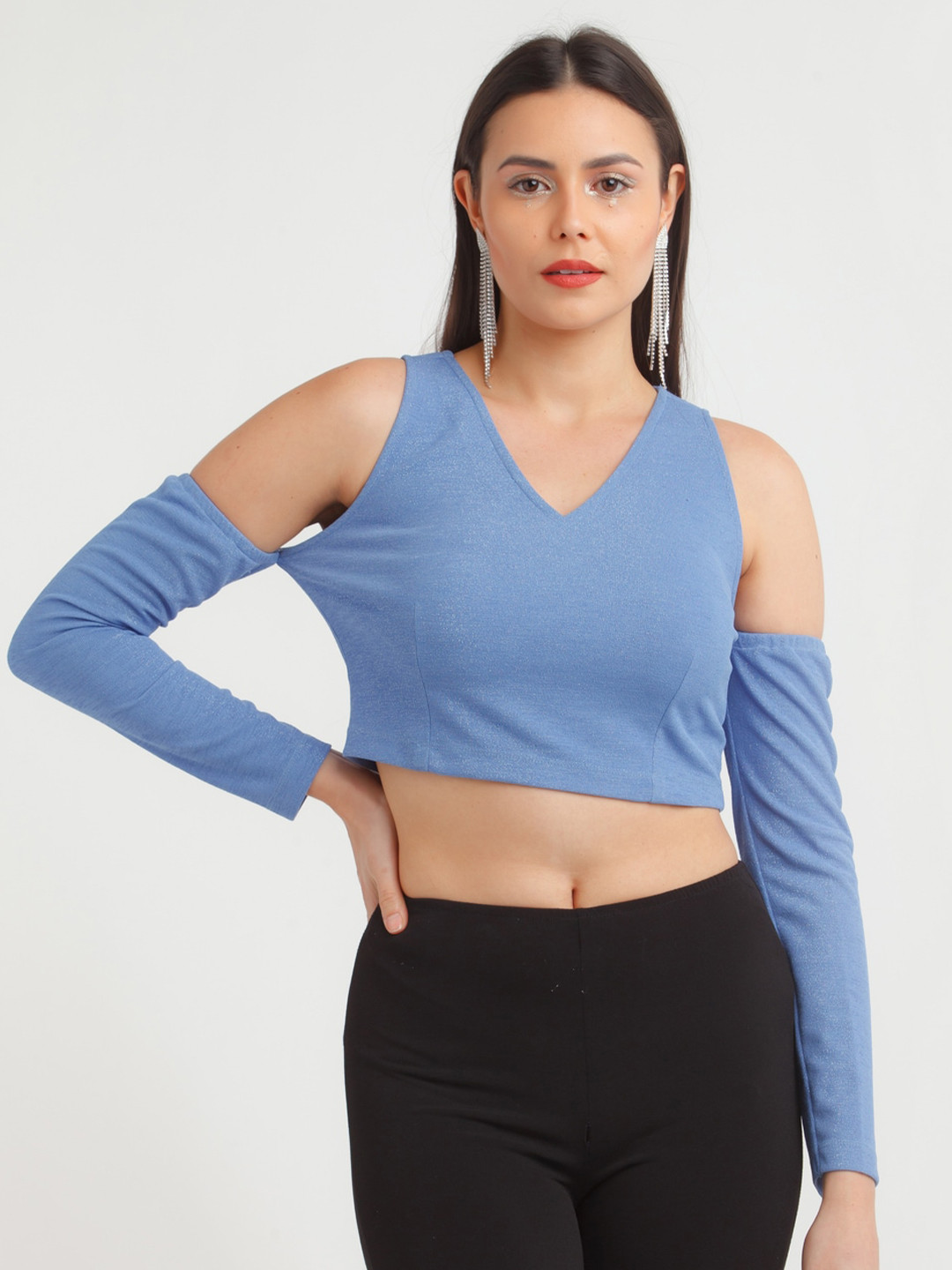 zink Z Blue Crop Cut Out Top