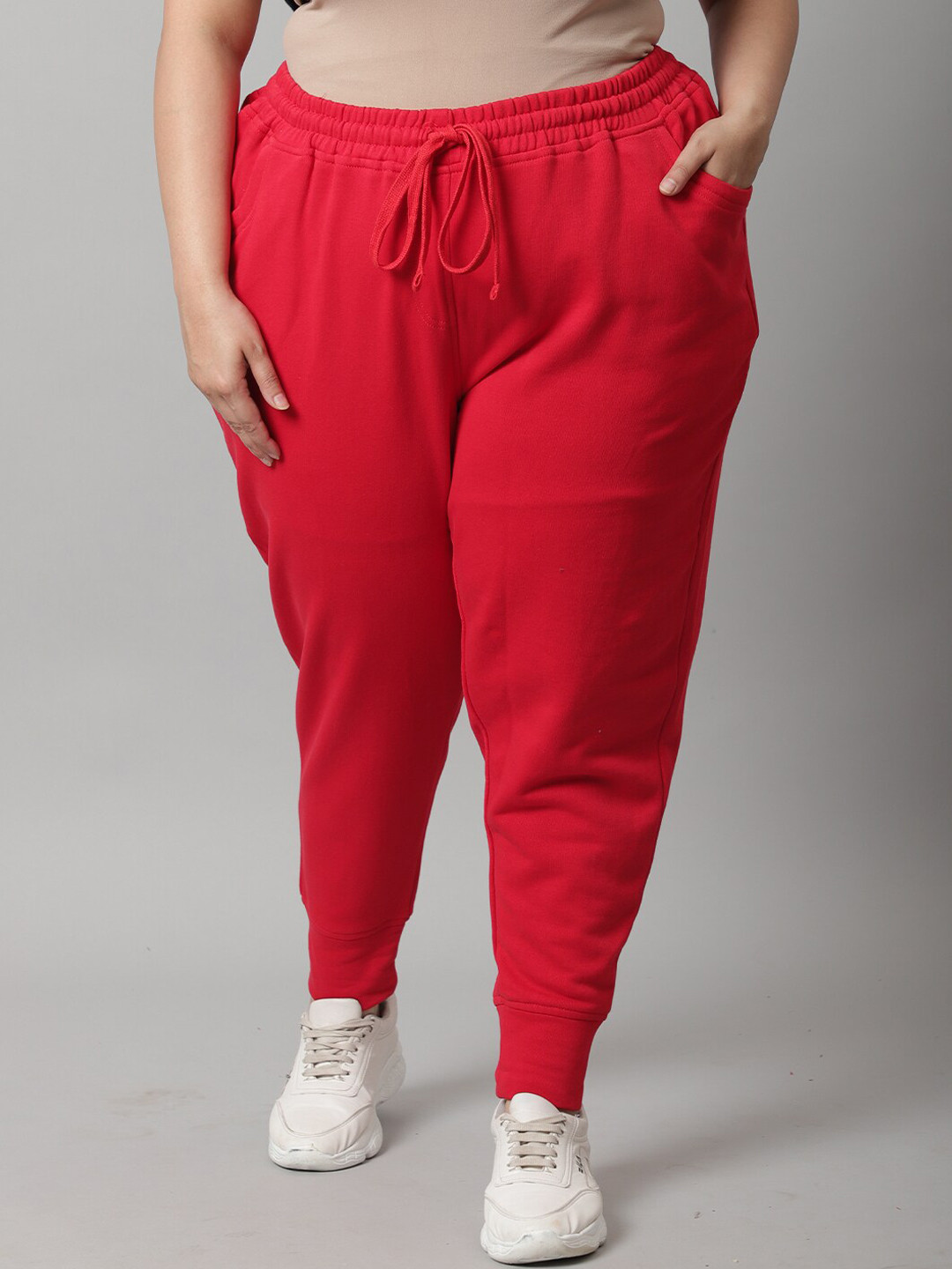 Rute Women Red Plus Size Cotton Joggers