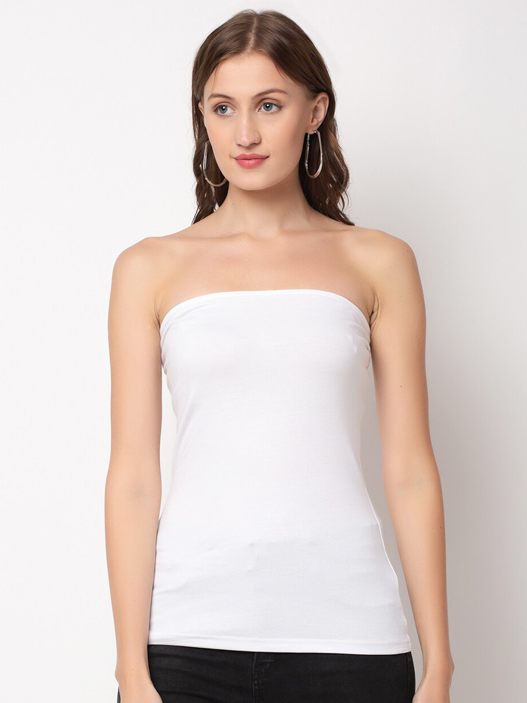 DOOR74 White Trendy Tube Top