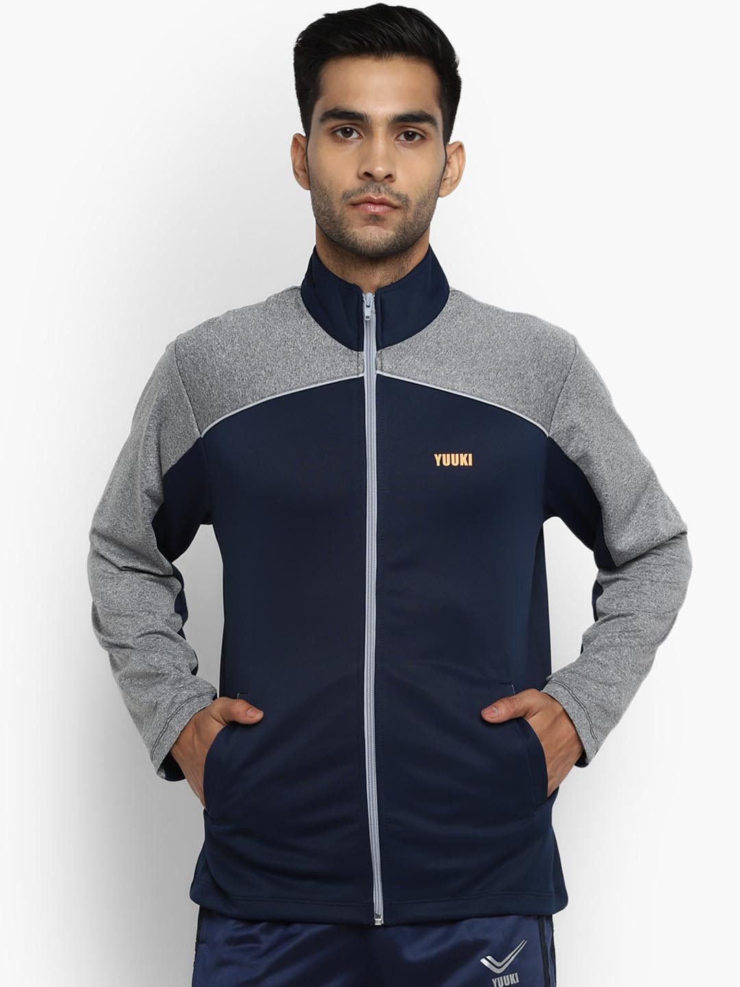 Yuuki Men Navy Blue Checked Sporty Jacket