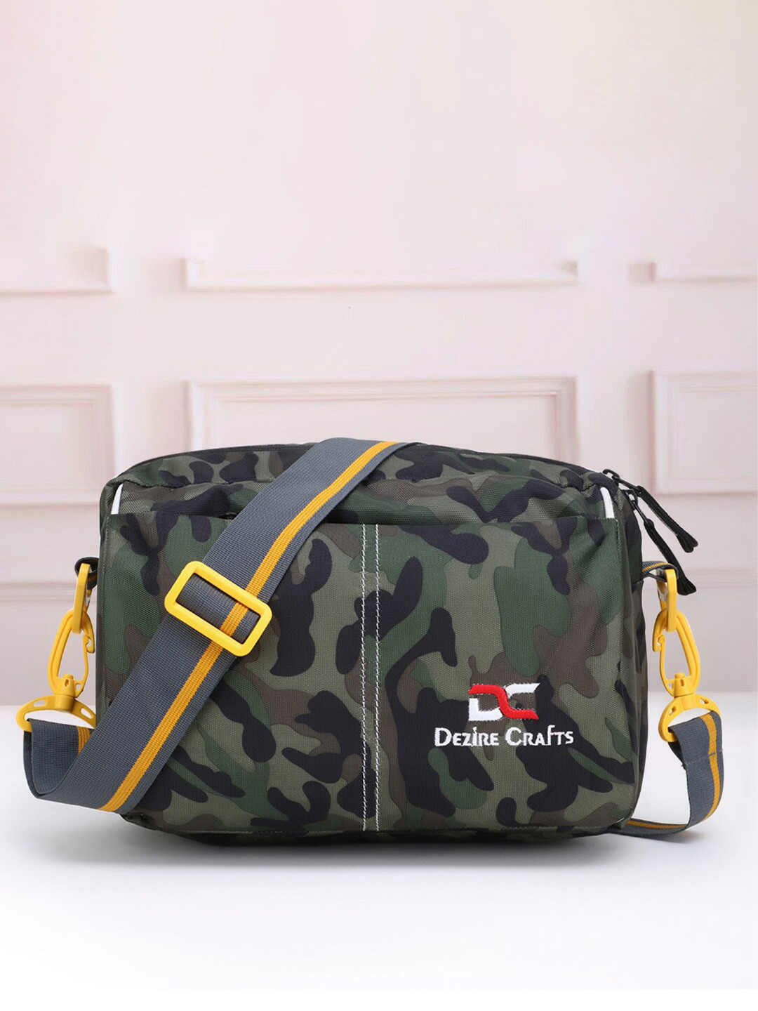 Dezire Crafts Black & Olive Green Cross Body Messenger Bag