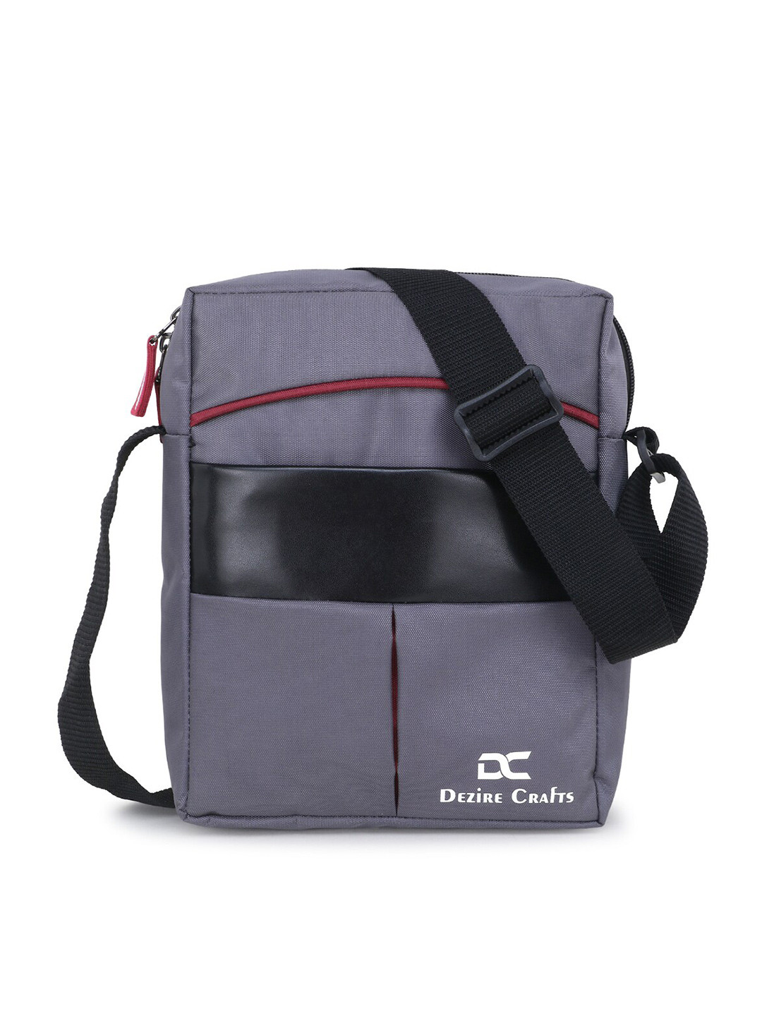 Dezire Crafts  Grey & Black Cross Body Messenger Bag