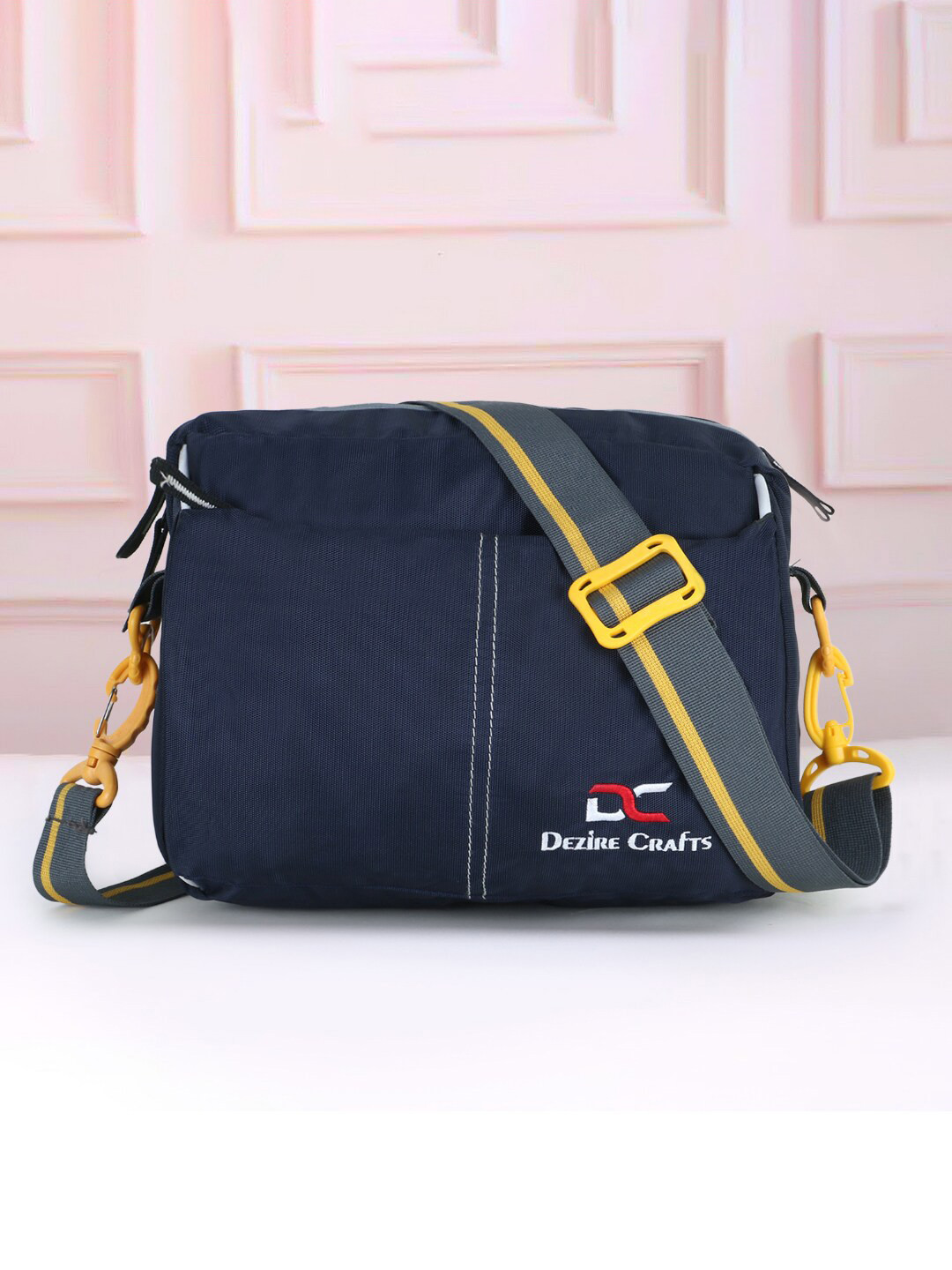 Dezire Crafts Navy Blue & Grey Cross Body Messenger Bag