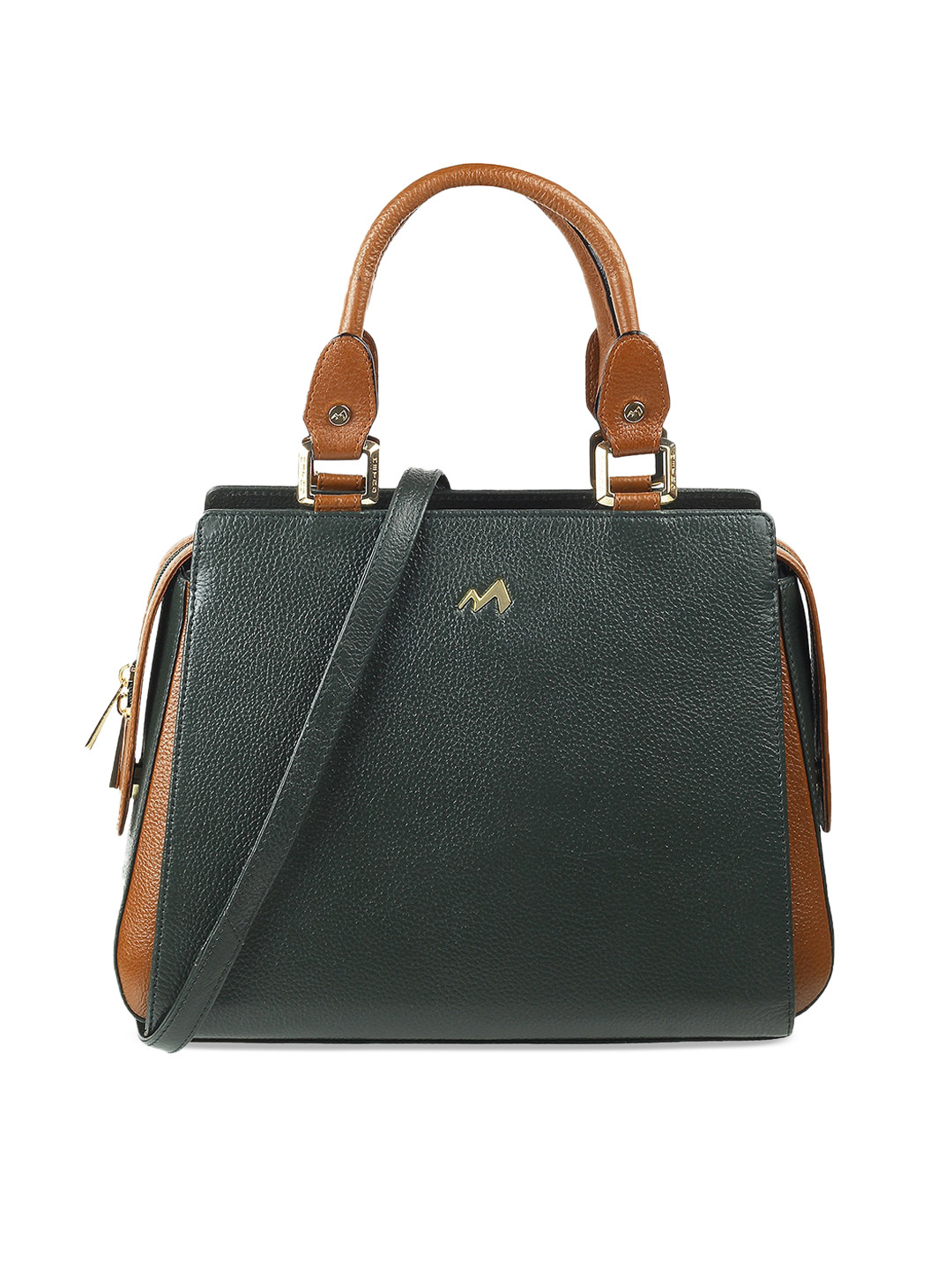 Metro Olive Green Leather Bowling Handheld Bag