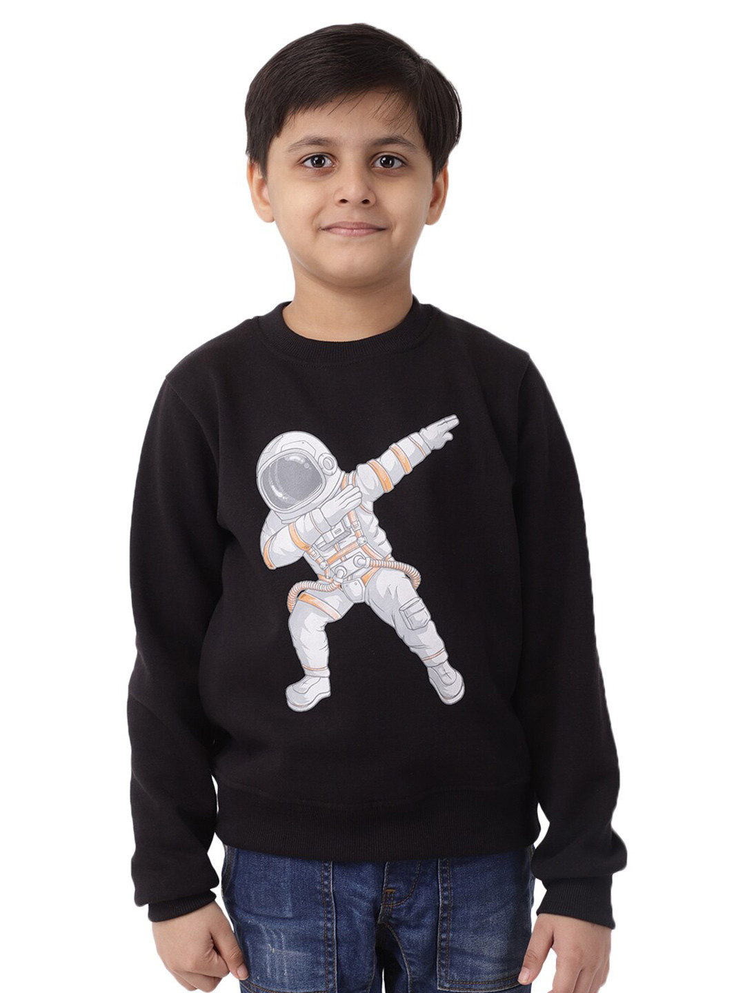 Ninos Dreams Boys Black Robot Dab Printed Fleece Sweatshirt