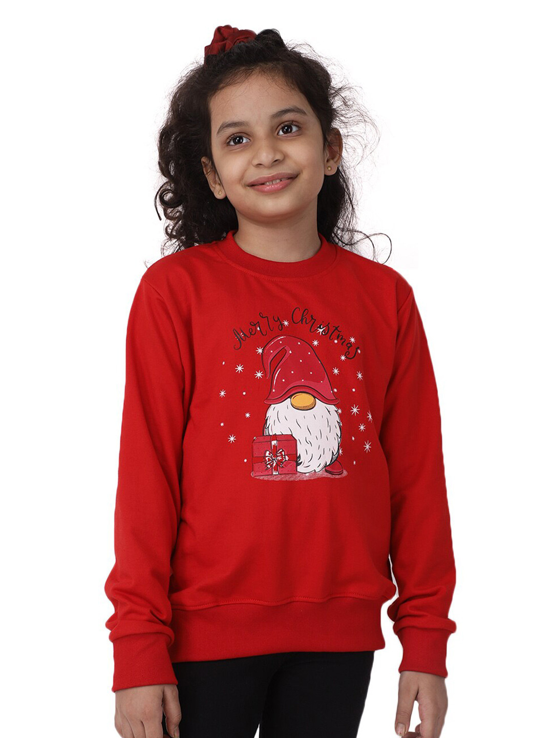 Ninos Dreams Girls Red Let it Snow Printed Fleece Sweatshirt