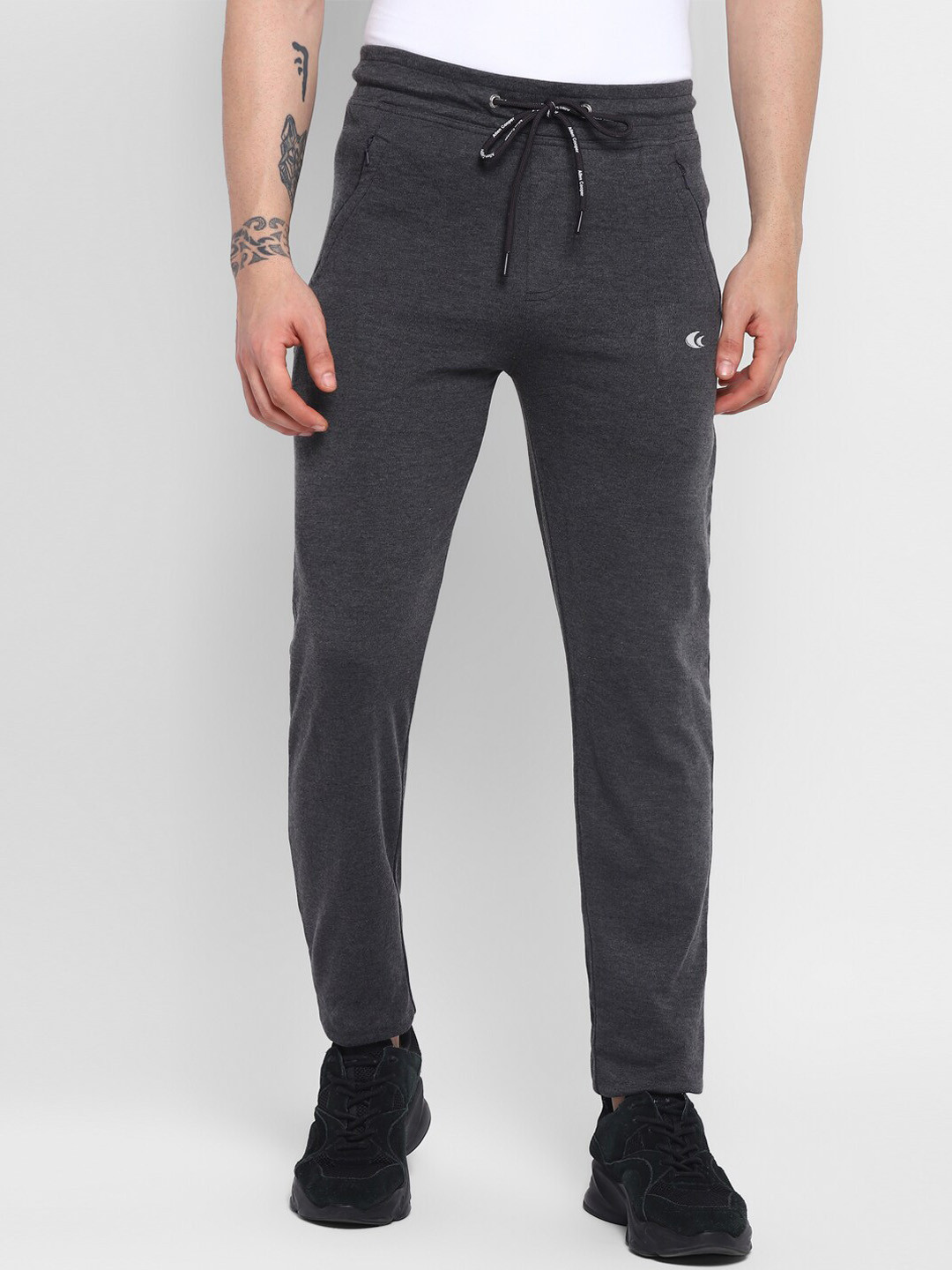 Allen Cooper Men Grey Antimicrobial Relaxed Fit Polyester Track Pants