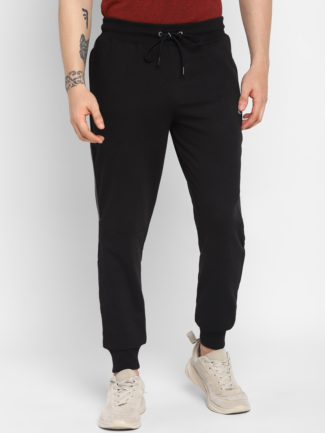 Allen Cooper Men Black Relaxed-Fit Antimicrobial Joggers