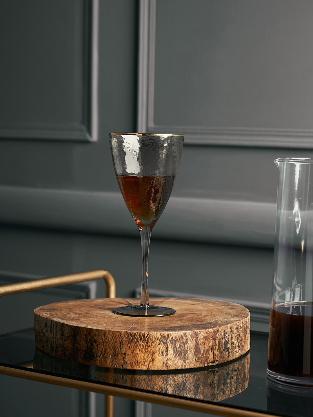 Pure Home and Living Grey Set Of 4 Hammered Wine Glasses