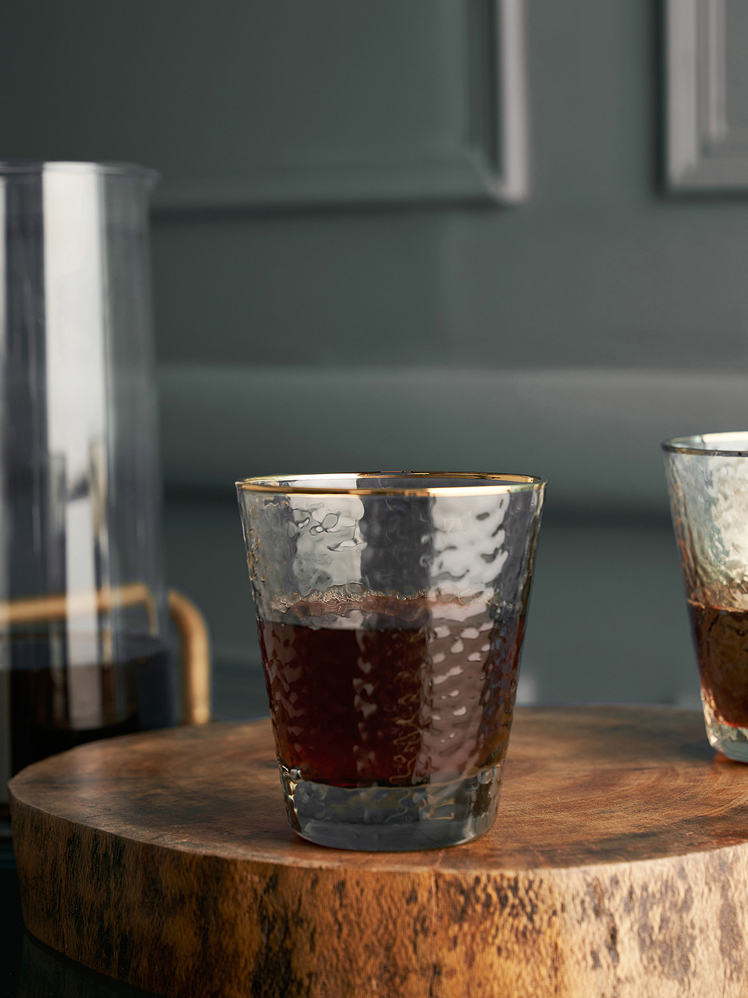 Pure Home and Living Grey Set of 4 Hammered Wine Glasses 300 ml