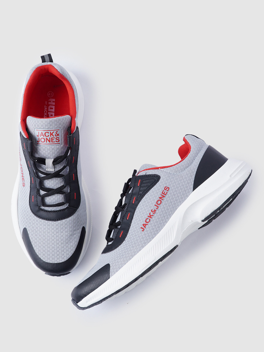 Jack & Jones Men Grey & Black Casual Sneakers