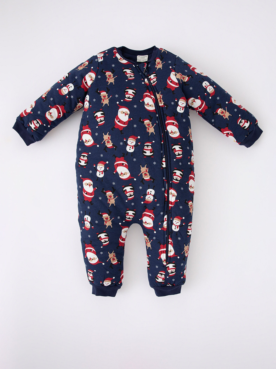DeFacto Infant Kids Navy Blue Santa Printed Rompers