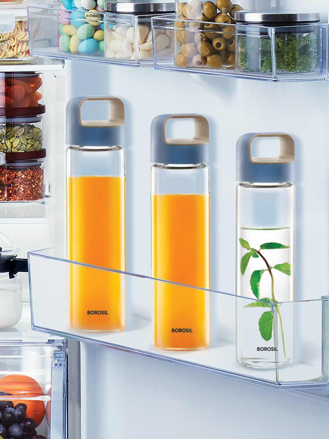 BOROSIL Neo Transparent Glass Microwave Safe Water Bottle - 550ml