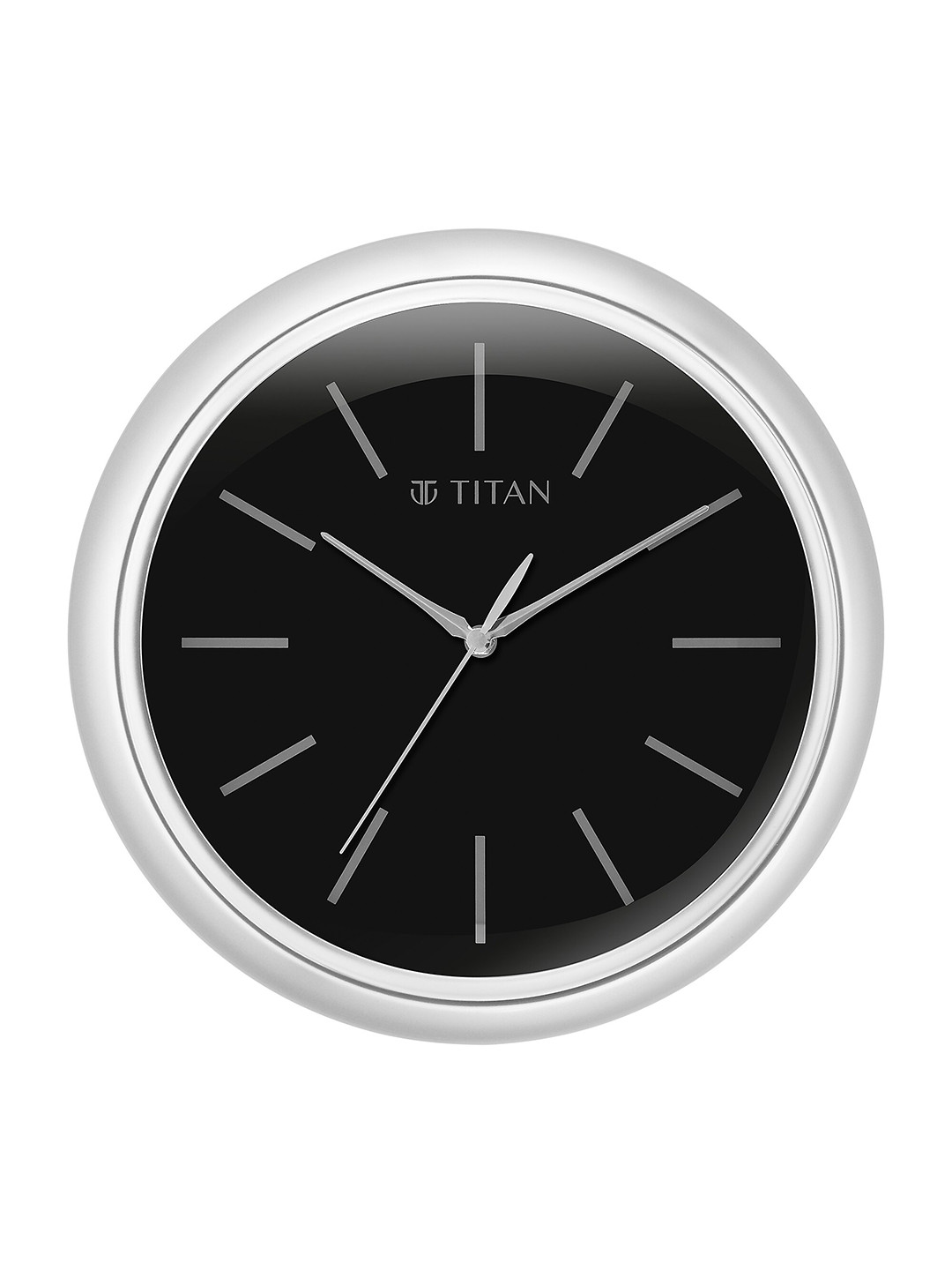 Titan Black & Silver-Toned Traditional Wall Clock W0072PA02