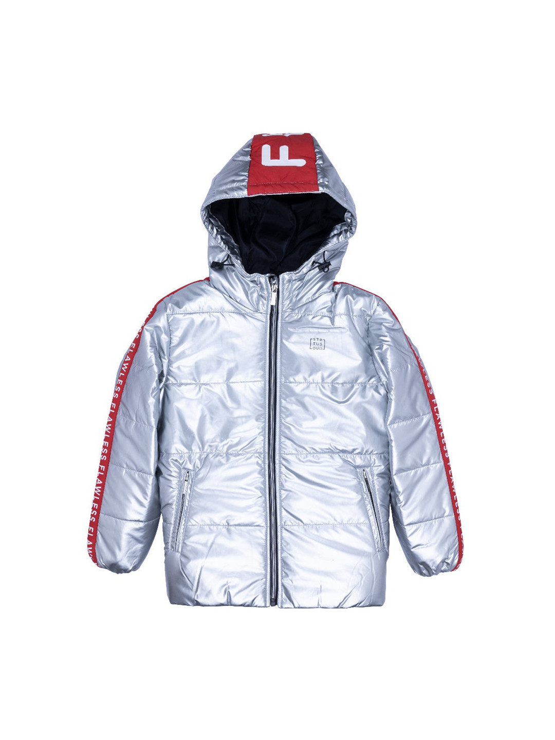 Status Quo Boys Silver-Toned Hooded Padded Jacket