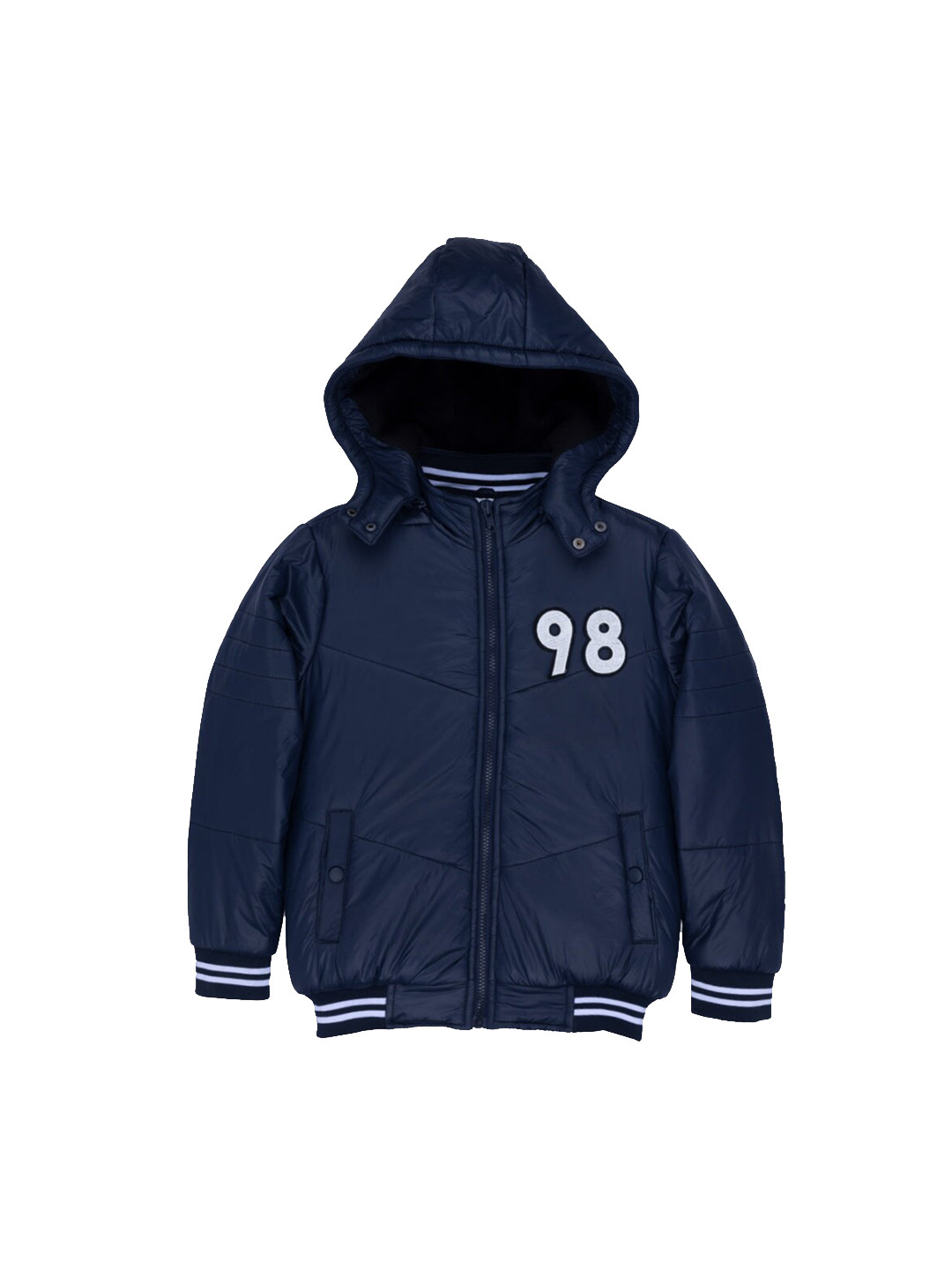Status Quo Boys Navy Blue Hooded Bomber Jacket