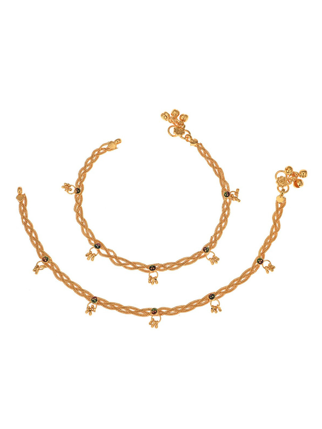 AanyaCentric Women Gold-Plated & Beaded Anklets