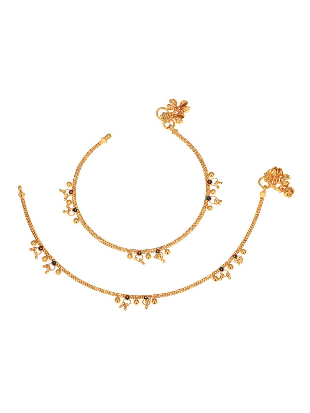 AanyaCentric Women Gold-Plated Designed Beaded Anklet