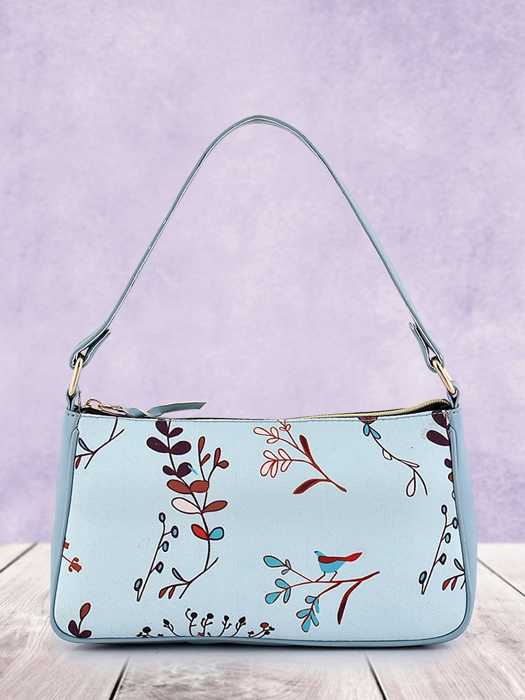 Lychee bags Blue Floral Printed Structured Shoulder Bag