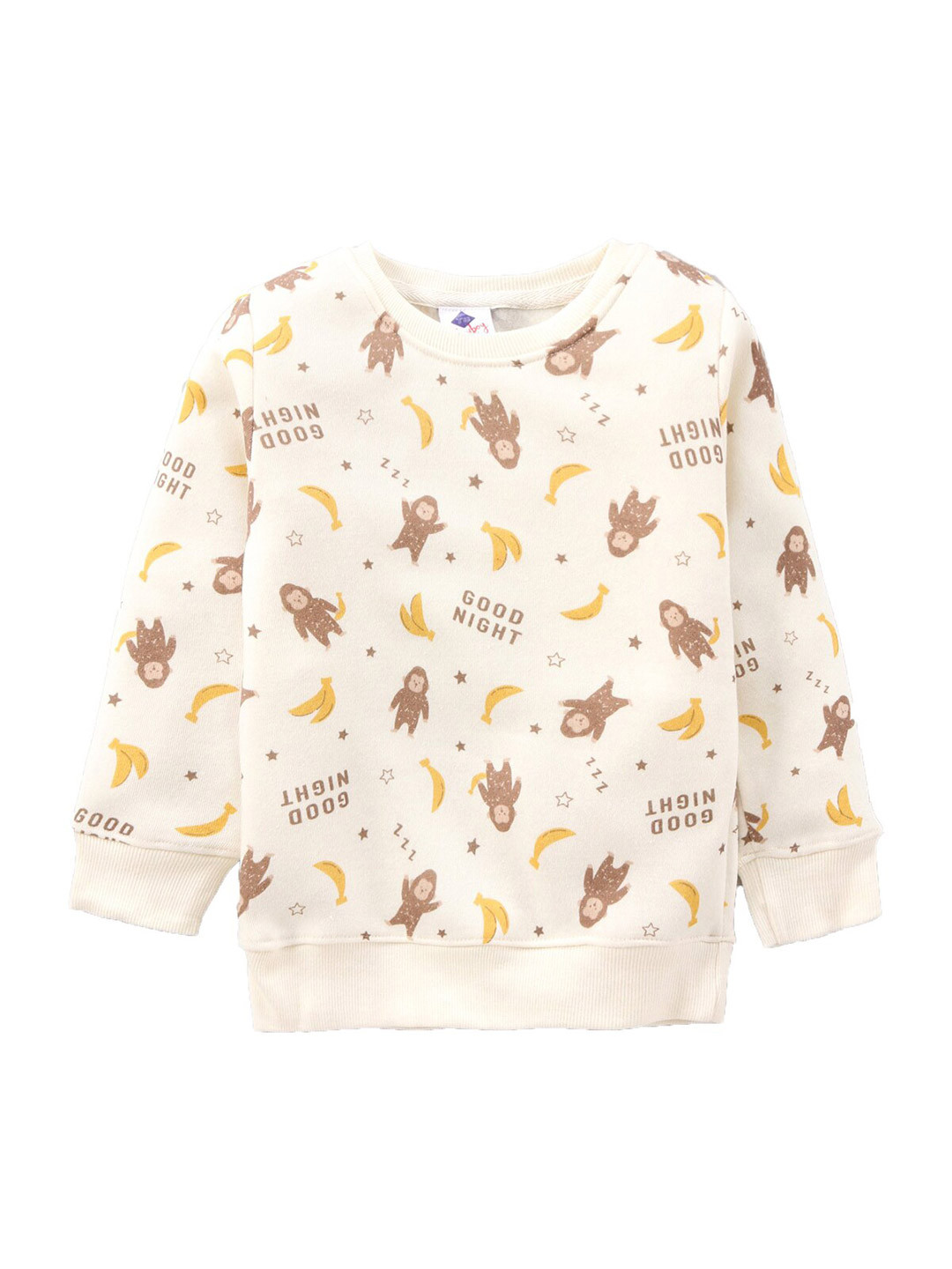 TONYBOY Boys Cream-Coloured Printed Cotton Sweatshirt