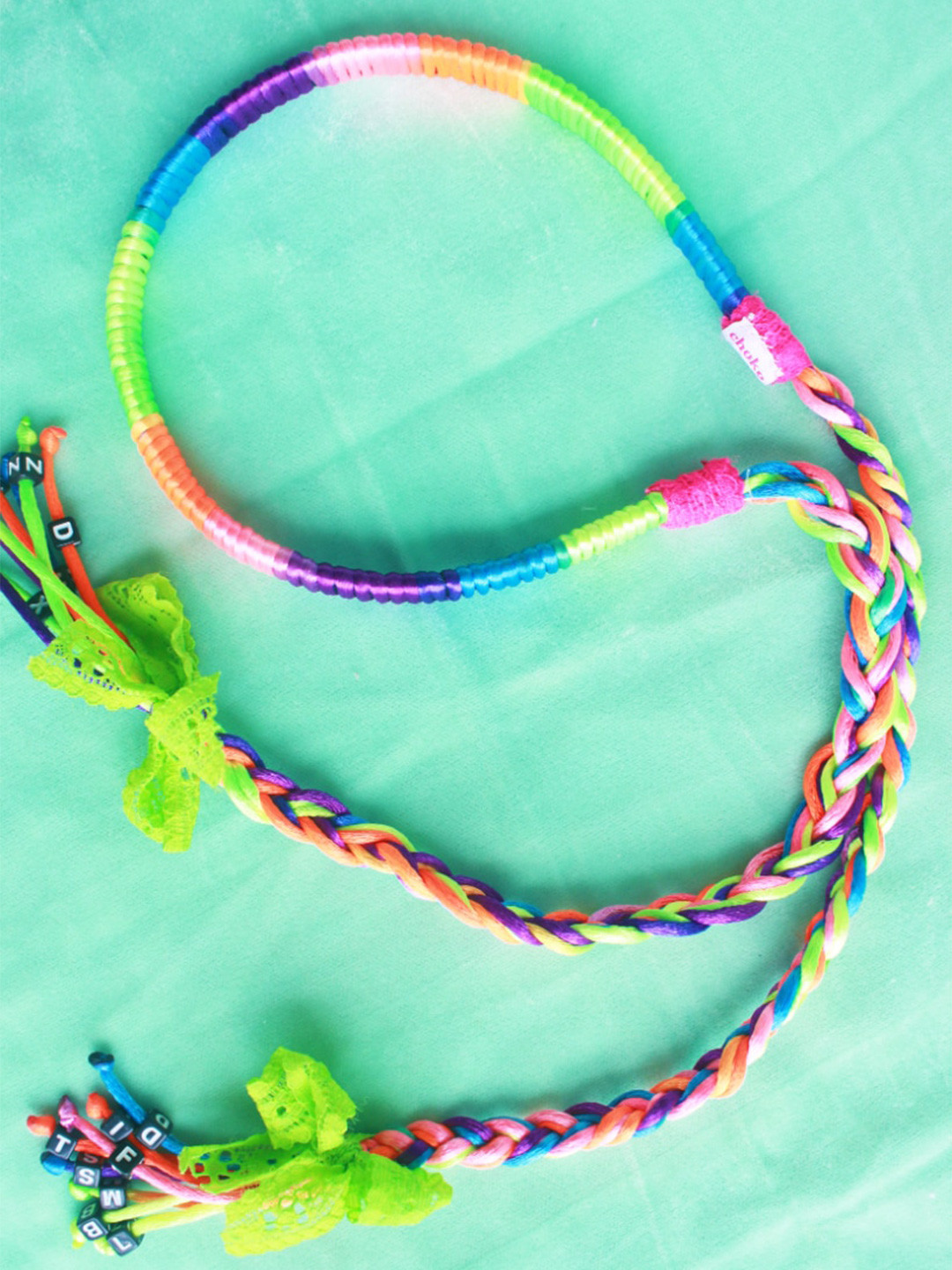 Choko Girls Green & Pink Spiral Tie-Down Hairband