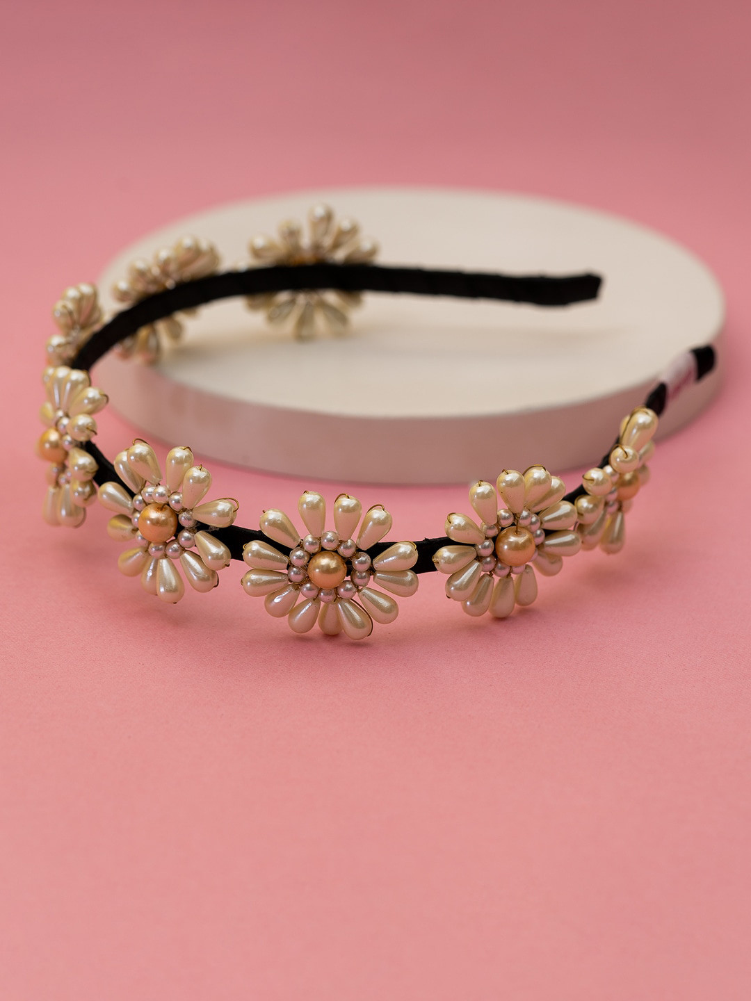 Choko Girls White & Black Beaded Hairband