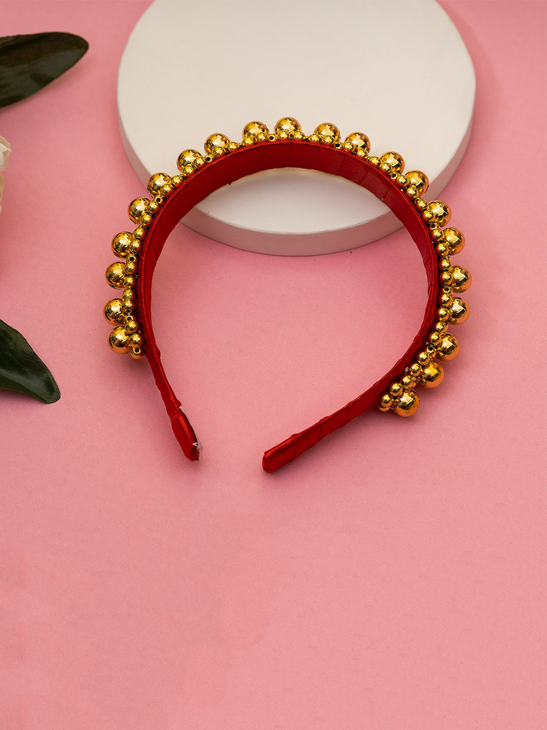 Choko Girls Maroon & Gold-Toned Beaded Hairband