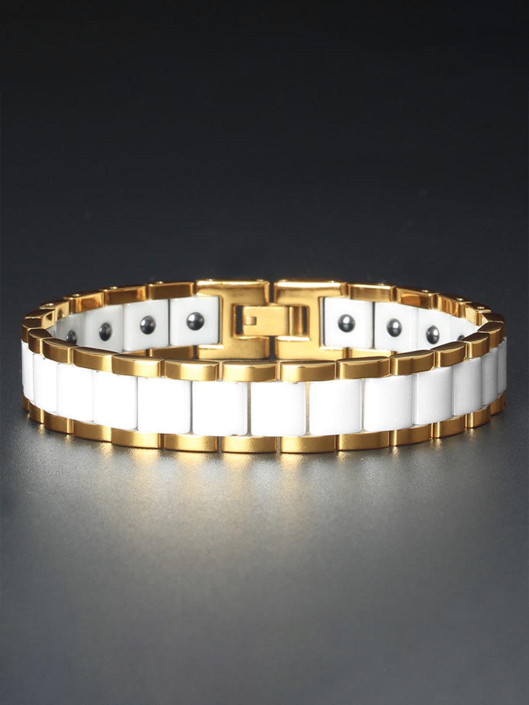ZIVOM Men Gold-Toned & White Gold-Plated Link Bracelet