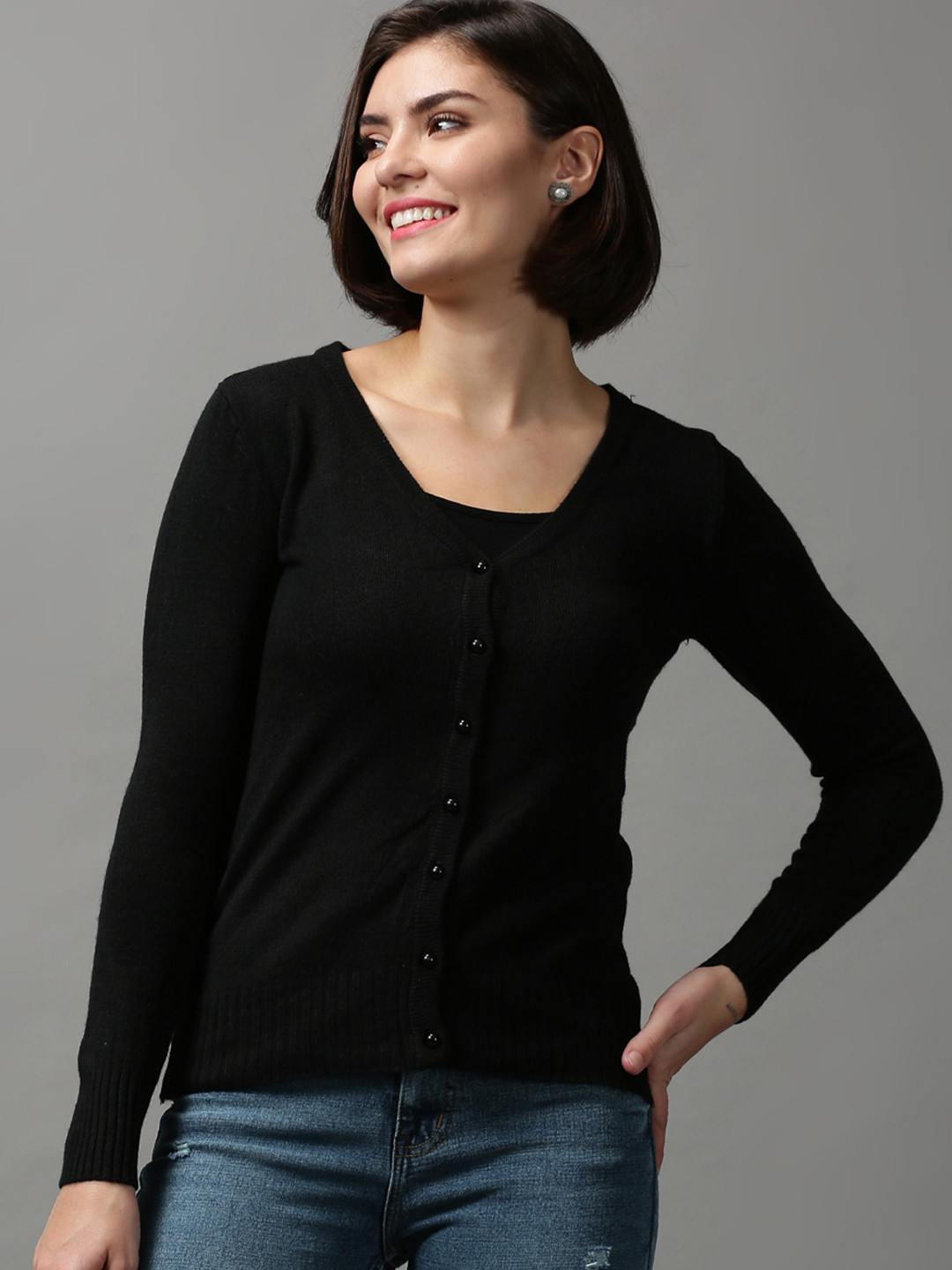 SHOWOFF Women Black Wool Sweater