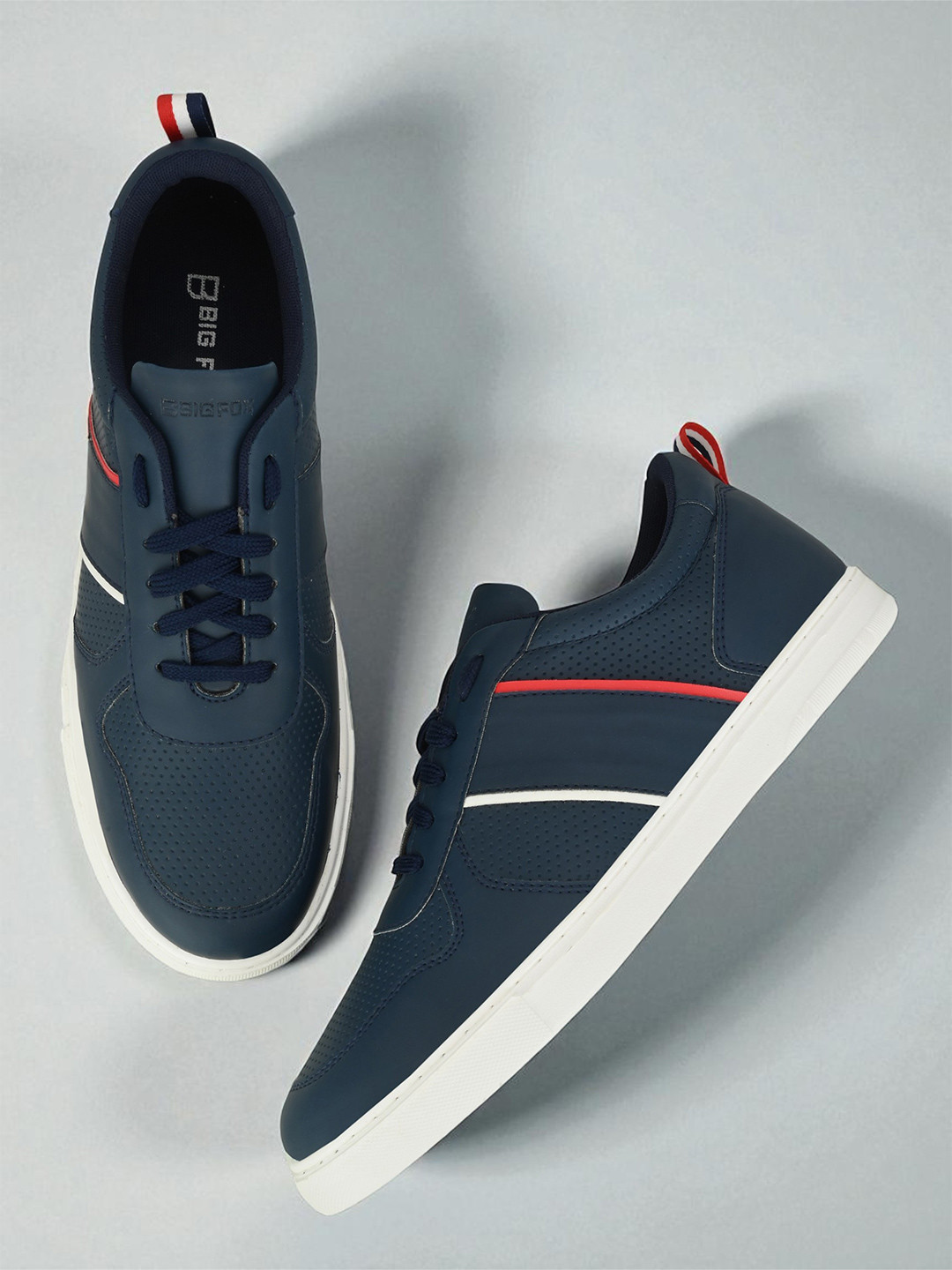 Big Fox Men Teal Woven Design Sneakers