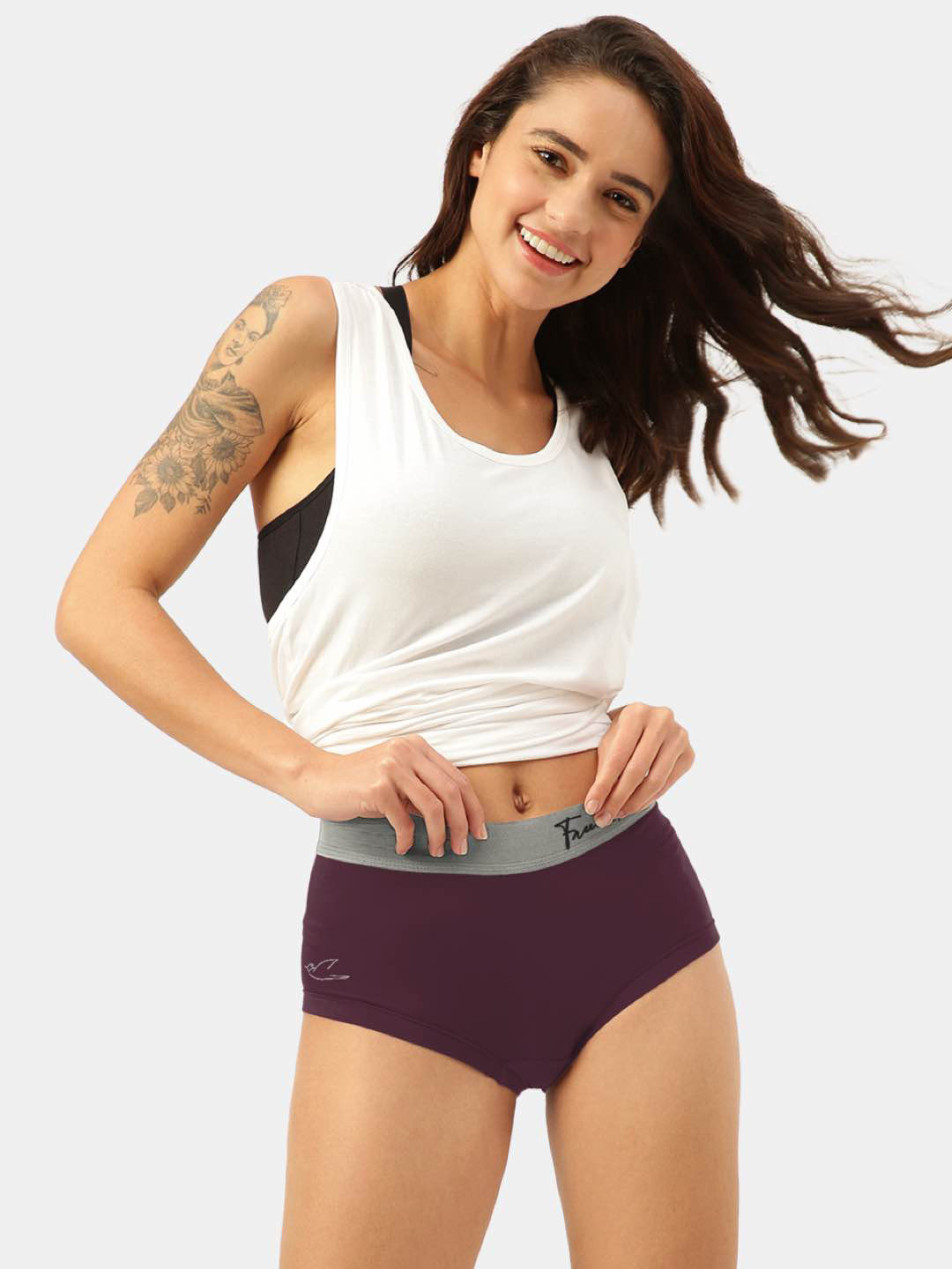 FREECULTR Women Burgundy Anti Microbial Ultra Soft Cult Waistband Boxer Briefs