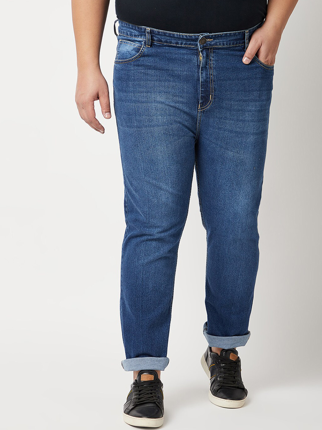ZUSH Men Plus Size Blue Light Fade Stretchable Cotton Jeans