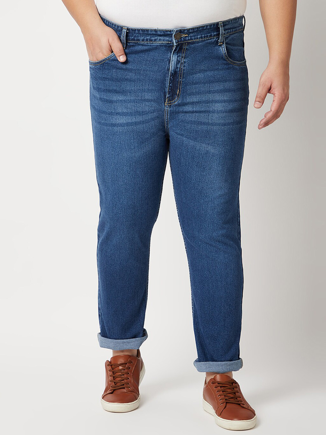 ZUSH Men Plus Size Blue Light Fade Stretchable Cotton Jeans